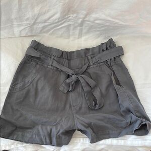 Gray Tie Waist Flowy Shorts